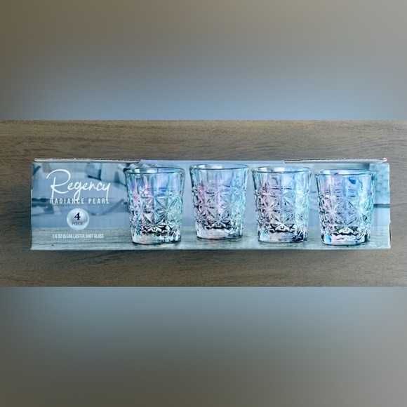 Circleware Regency Radiance Pearl 1.6oz Clear Luster Shot Glass S/4 Pink NEW - Picture 4 of 6